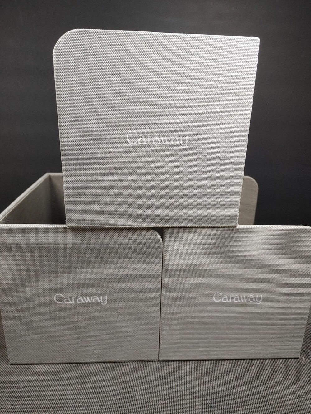Caraway 3 PC Fabric Organizer Bin Holder - For Food Container Storage
